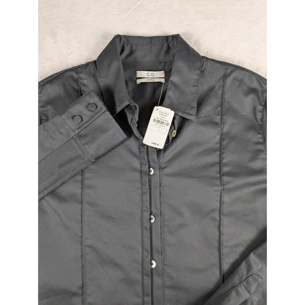 NWT $395 CO‎ Essentials Black Button Down Shirt Classic Collared Long Sleeve S